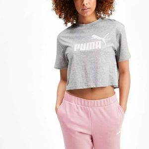 XL PUMA Cropped Relax Classic Tee - Light Grey